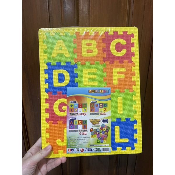 Mainan Puzzle Block Edukasi Anak Belajar Huruf Angka Abjad Warna Evamat Mini Aman Anak SNI