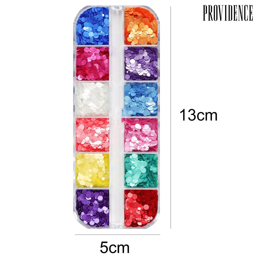 Providence 12Grids/Box Manicure Ring Flake Various Shapes Beautify Nails Candy Colors Nail Art Glitter Neon Round Sequins for Female