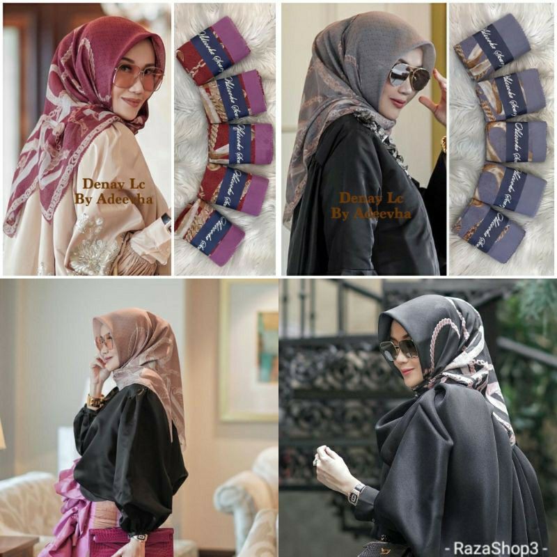 Hijab Denay Kw Motif Rantai Hitam/Abu/Hijau