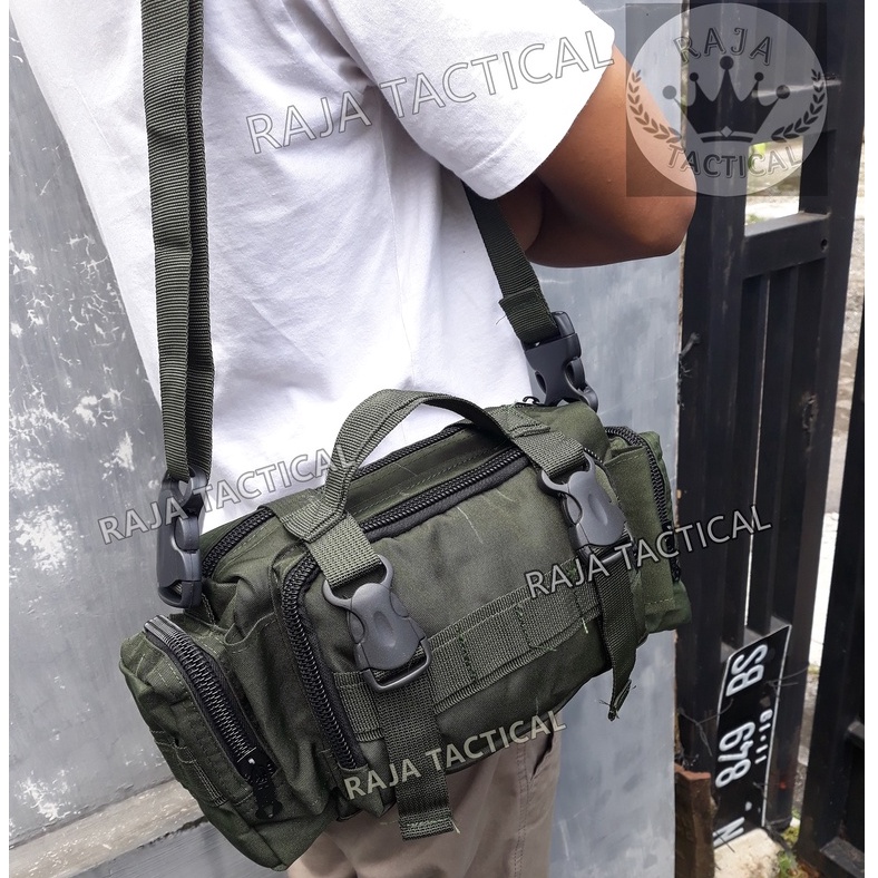 Tas Pinggang Hijau TNI Anti Air Tas Slempang Waterproof ARMY