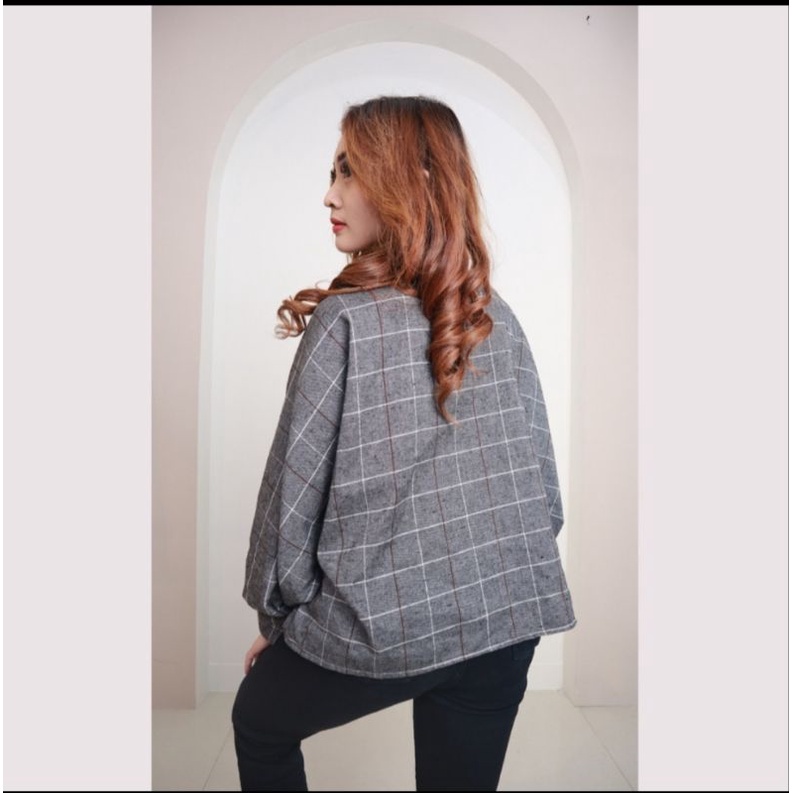 Baju Wanita Cardigan Outer Flanel Batwing