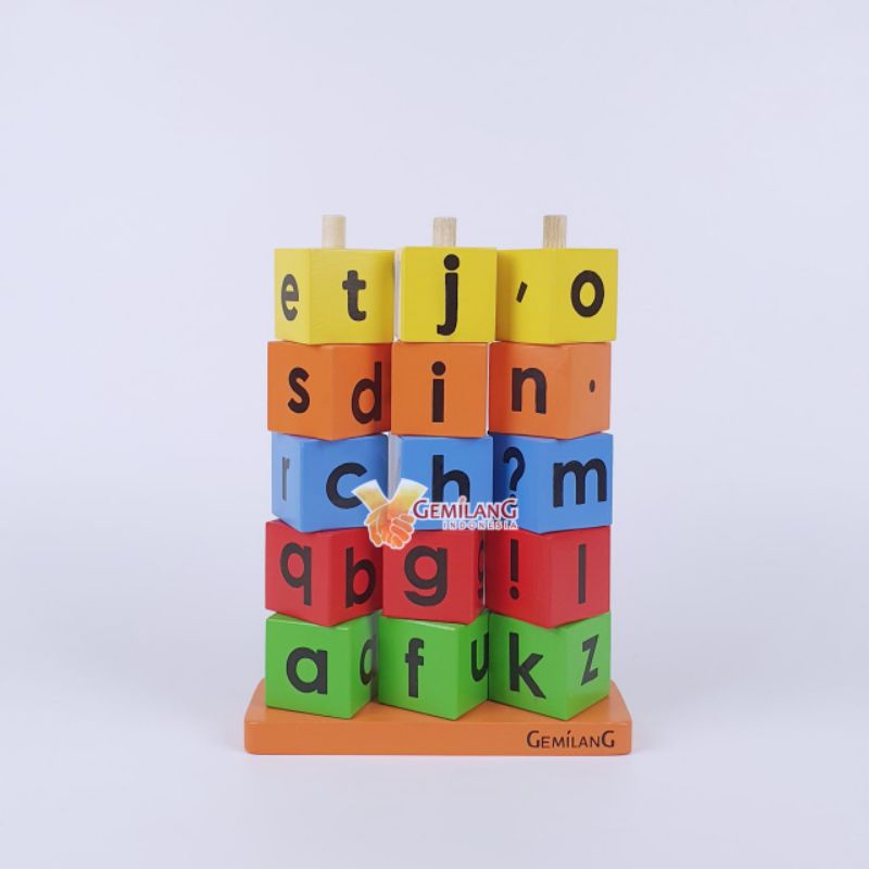 Mainan Kayu Balok Susun Huruf Balok Huruf Balok Susun