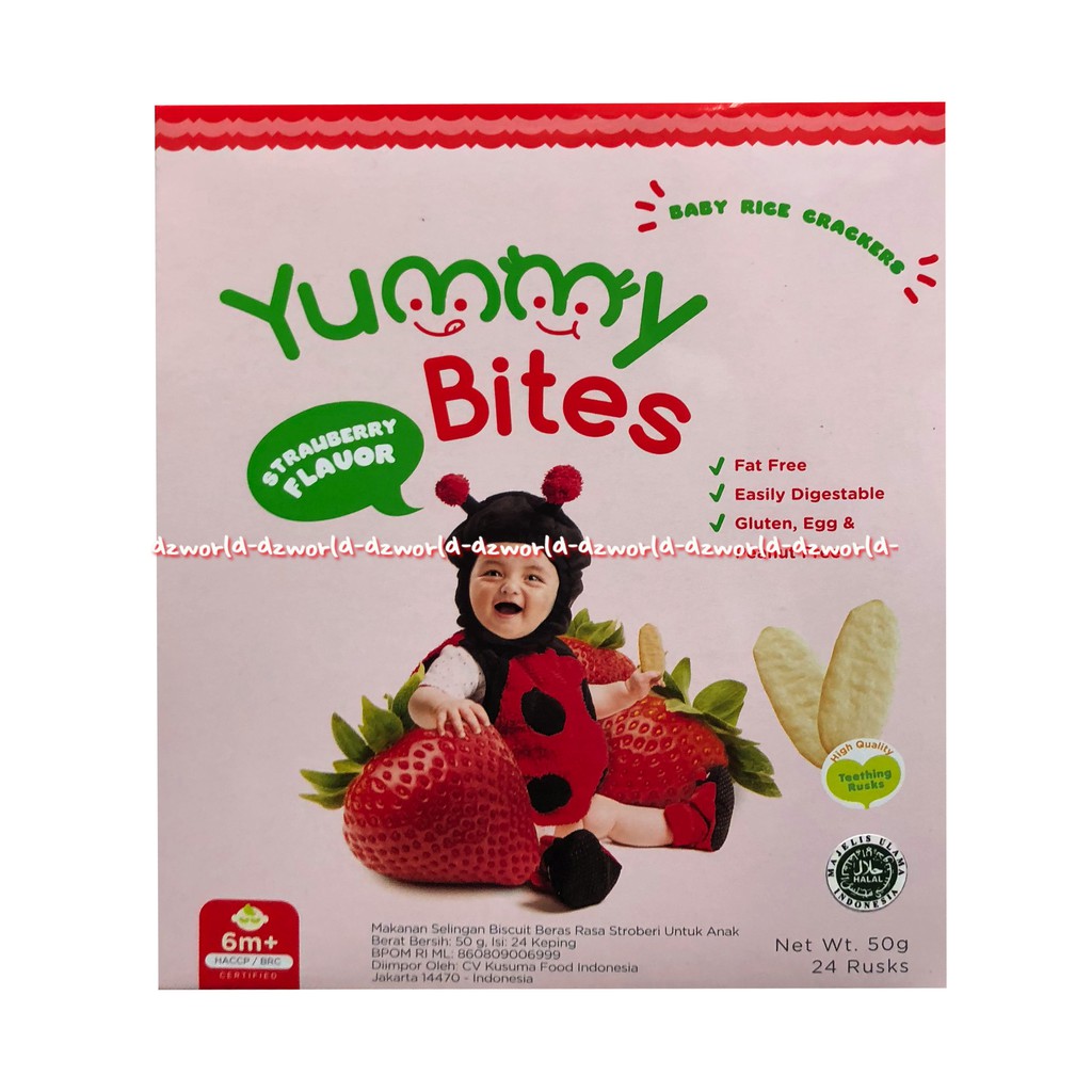 Yummy Bites Apple Flavour 50gr Baby Rice Crackers Biskuit Bayi Snack Rasa Apel Bayi