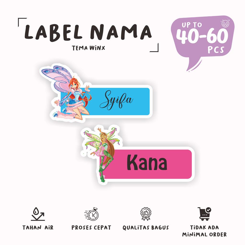 

(40 - 60 pcs) stiker nama tema WINX murah\Stiker lucu\murah \waterproff