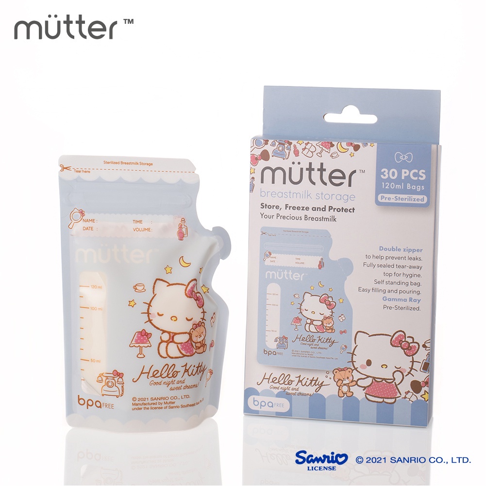 Makassar - MUTTER Sanrio Kantong Asi 120ml isi 30 Kantong Susu ASIP Hello Kitty