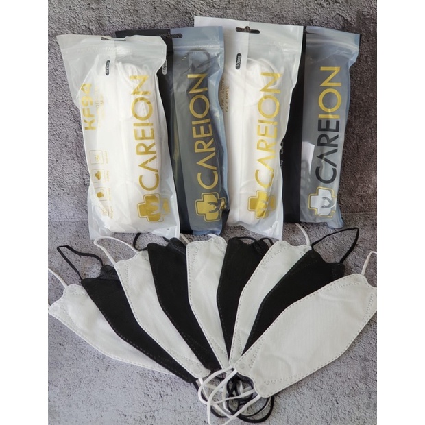 BLACK WHITE CAREION KF94 MASKER KF94 4PLY CAREION KEMENKES HITAM PUTIH