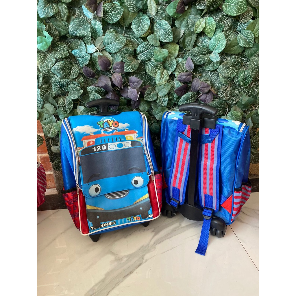 COD ~ 2in1 Troli + Ransel PREMIUM Import quality Tas Troley Sekolah Anak TK-SD Jepang kuda pony pinke pie Pie LOL Doraemon Minion Unicorn Tayo Ironman HeloKity3D Timbul