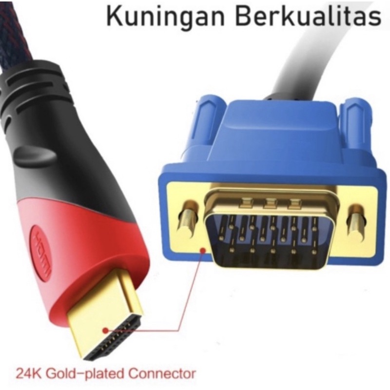 Kabel HDMI TO VGA 1.5M / Kabel HDMI Male TO VGA Male PC