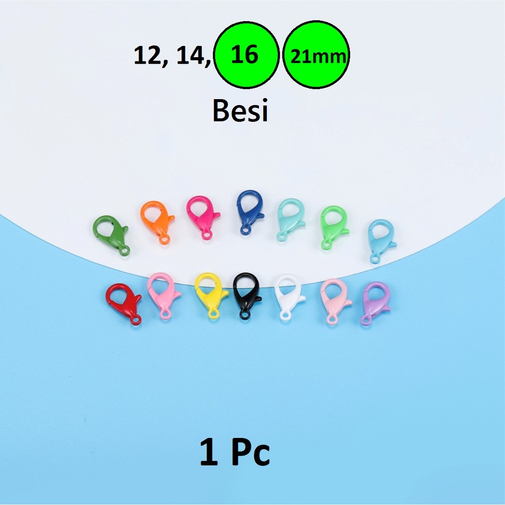 Kait Lobster/Kokot Udang Besi Warna-Warni Uk 16-21mm Harga/1Pc