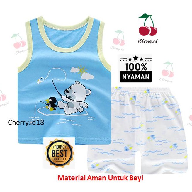 Cherry COD Setelan Baju Anak Laki Laki Tanpa Lengan Katun Import / Kaos Singlet Kaos Oblong Anak / STL06