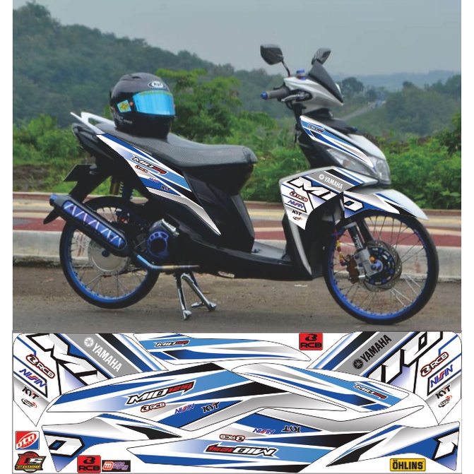 striping variasi mio m3/mio z racing warna putih biru