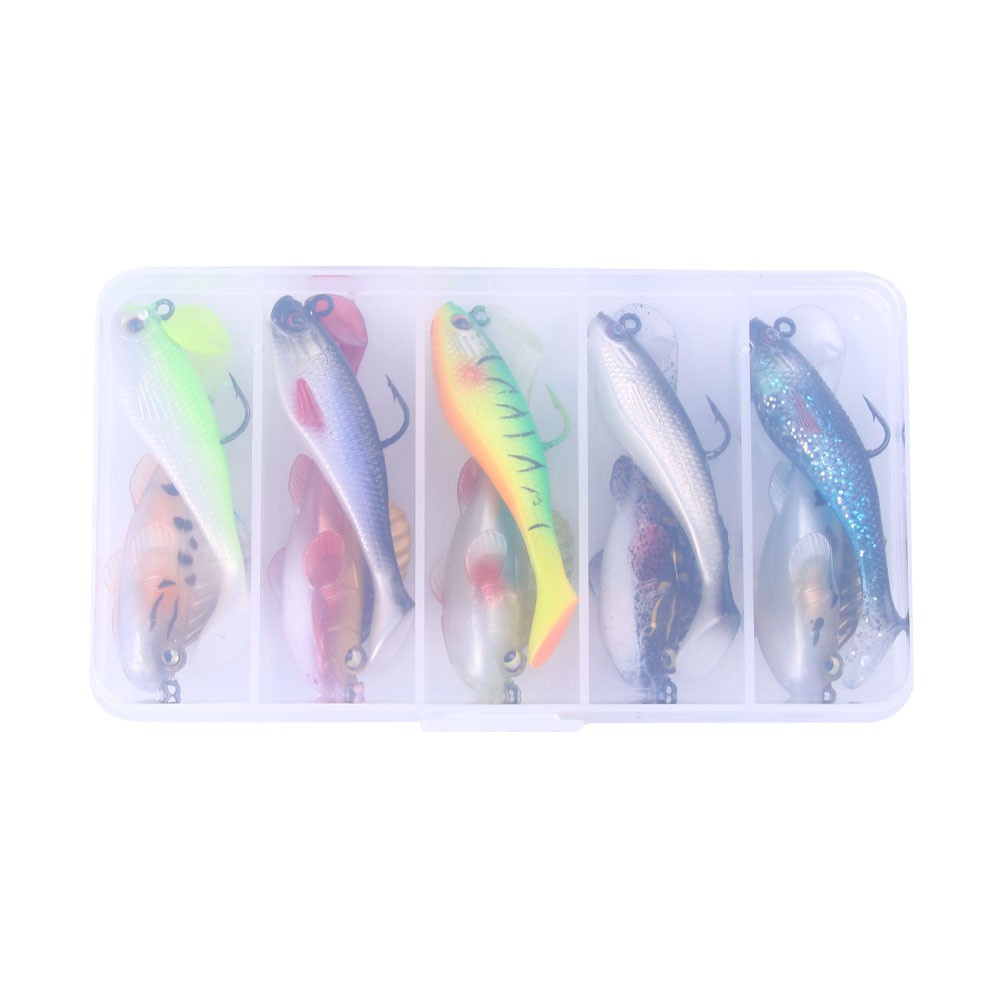 HENGJIA 10PCS/Box Soft Lure SwimBait Lure Umpan Mancing Soft Plastic Lure 7cm/14g Set For Fishing Lure 8CM/10g