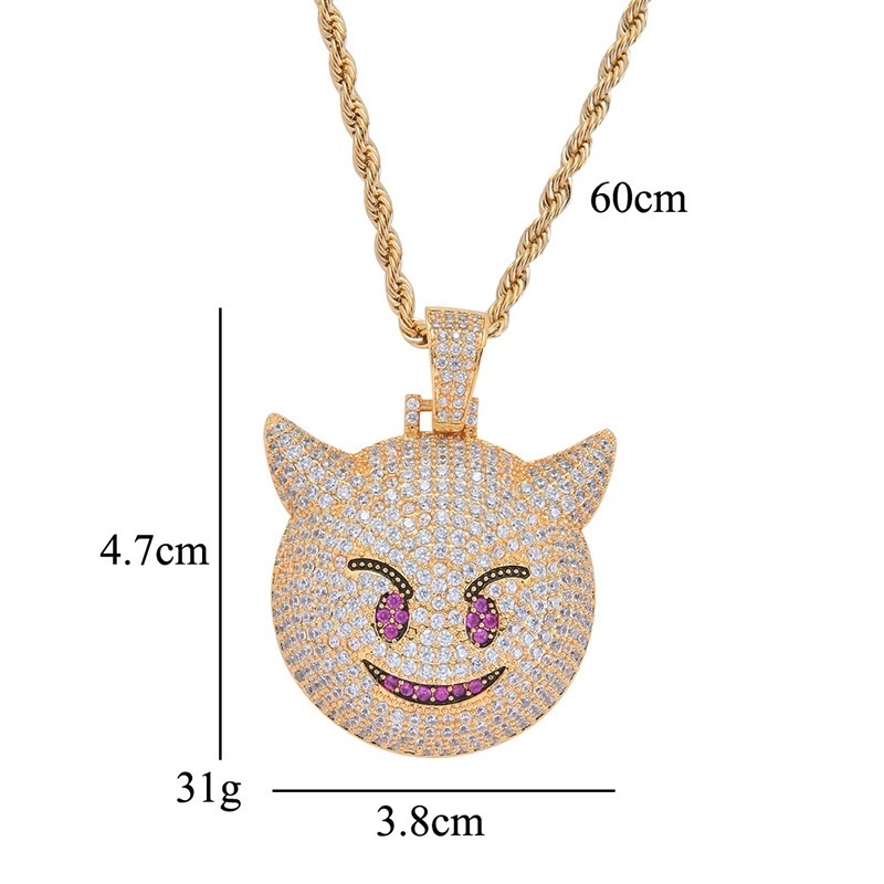 Kalung Liontin Devil Kecil 3 Warna Aaa Cubic Zirconia Gaya Hip Hop Untuk Pria