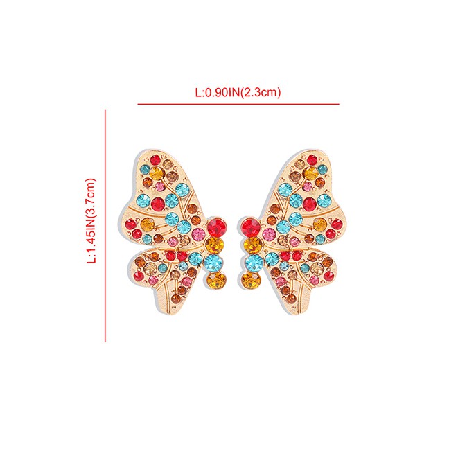 LRC Anting Tusuk Fashion Diamond Pearl Alloy Butterfly Earrings K25807