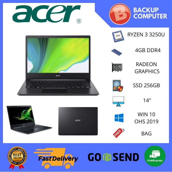 Acer Aspire 3 Slim A314-22 Ryzen 3-3250U 8GB/4GB 256 SSD W10 OHS - 4 g