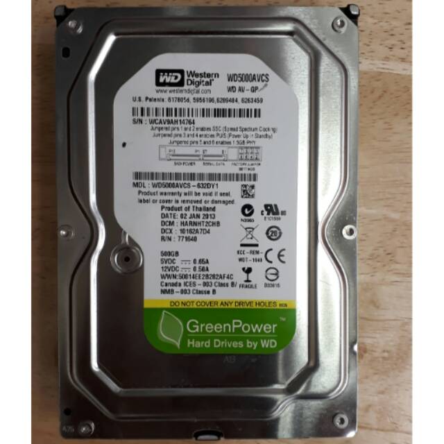 HDD CCTV 500GB WD GREEN GARANSI KHUSUS CCTV HDD MURAH