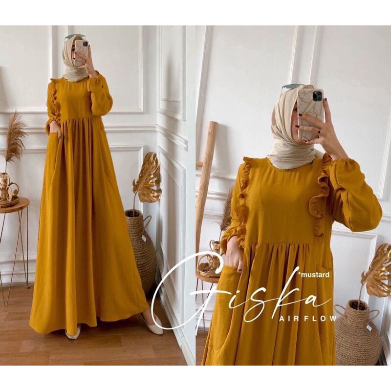 (DBY) GAMIS SLAVINA REMPEL DAILY DRESS WANITA CRINCLE AIRFLOW