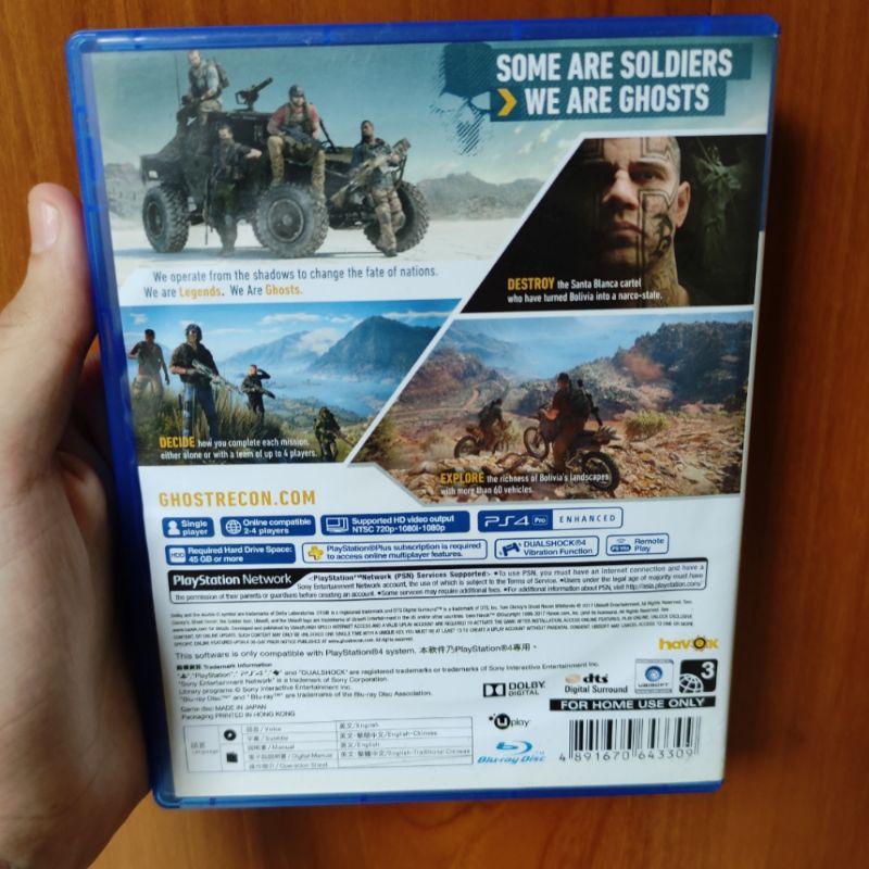 Ghost Recon Wildlands PS4 Kaset Ghostrecon Tom clancy's Wild Land Playstation PS 4 5 Lands Ghost Recon Reg 3 CD BD Game Games Ps4 Ps5 Region 3 Asia wildland wild land perang breakpoint tembak petualangan