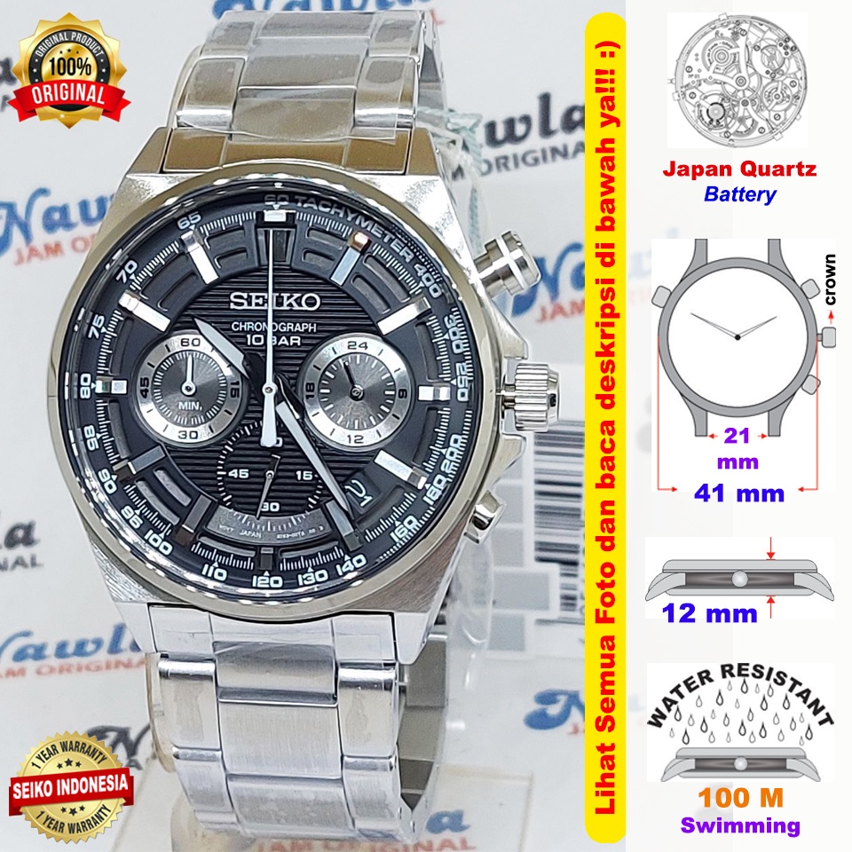 Seiko Quartz SSB397P1 Chronograph Black Dial - Jam Tangan Pria SSB397