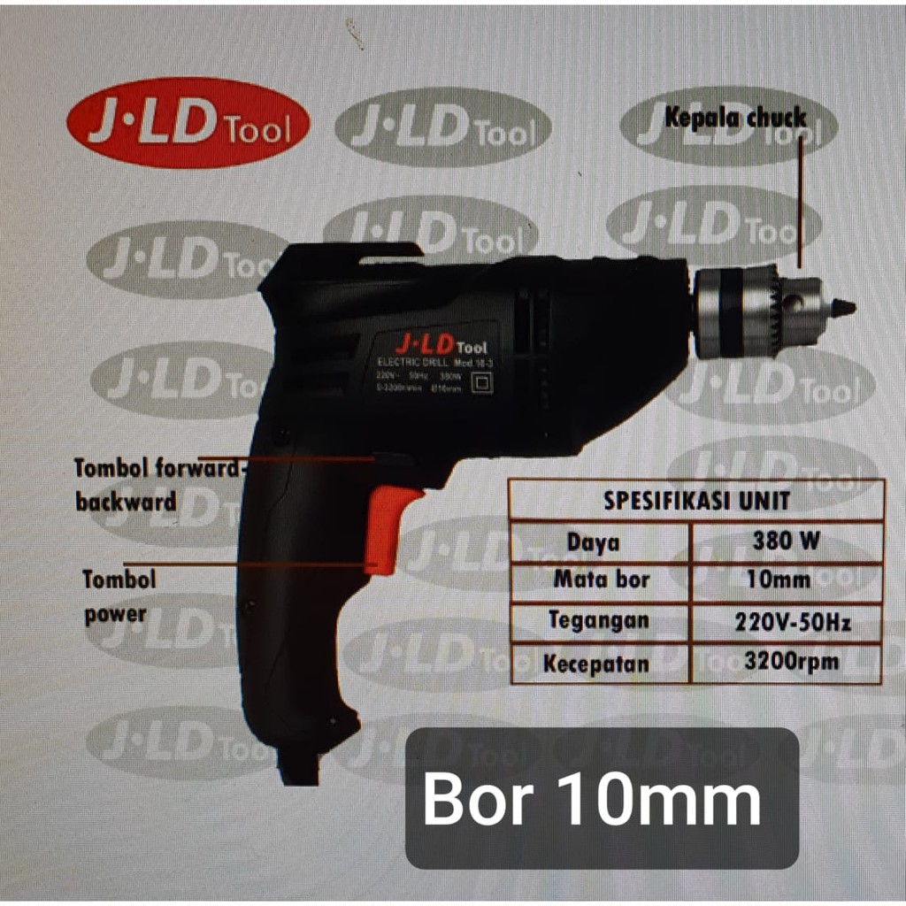 MESIN BOR LISTRIK Besi Kayu Drill 10 MM TIPE J10-3 by JLD Tools Electric 2 arah Bolak Balik modern maktec besi kayu ga bisa tembok low Watt terendah Bolak Balik Murah, berkualitas dan terlaris 10 mm