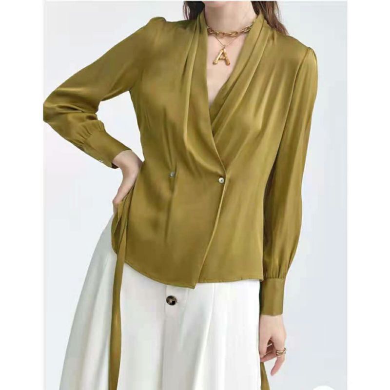 MDLV ~ 7152 Ferratina Robe Top Women Kimono Blouse Satin Blouse Satin Blouse Premium Blouse Import Blouse Korea Atasan Lengan Panjang Fashion Wanita Fashion import