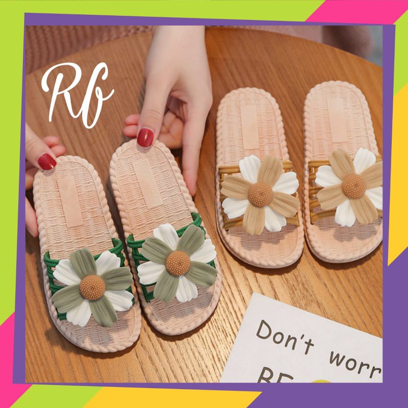 Sandal Slop Bunga Couple Karet Import RF