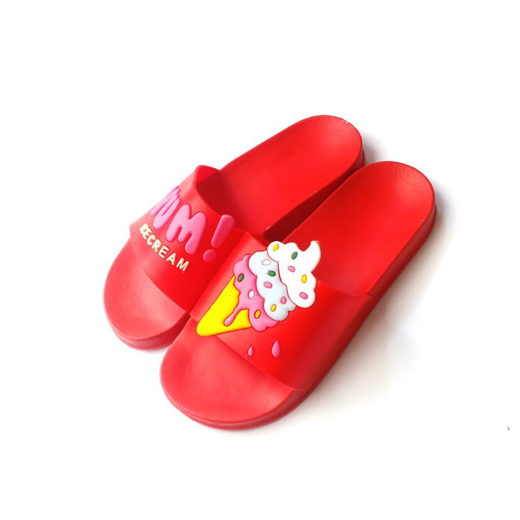 10.10 SALE Sandal Slop YUMI ICE CREAM Karakter Timbul Sandal Santai Sandal Wanita-1