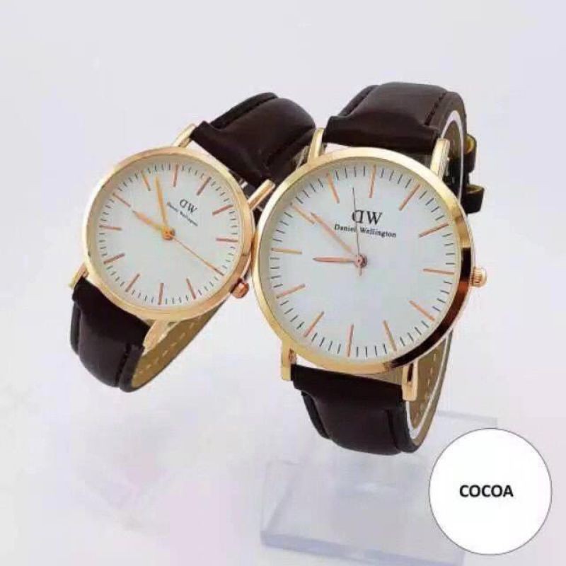 (Grosir)Jam Tangan Couple DM Strap Kulit(Terima Cod)