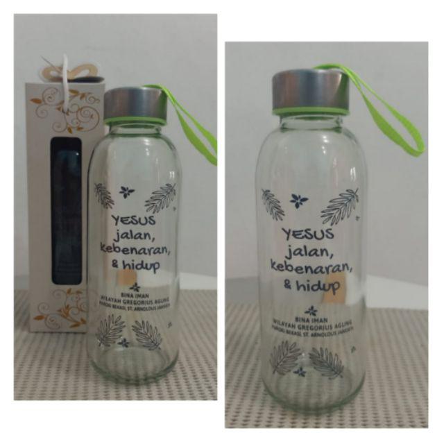 Souvenir Tumbler Kaca Souvenir Pernikahan  Botol Kaca + Free Sablon Satu Warna