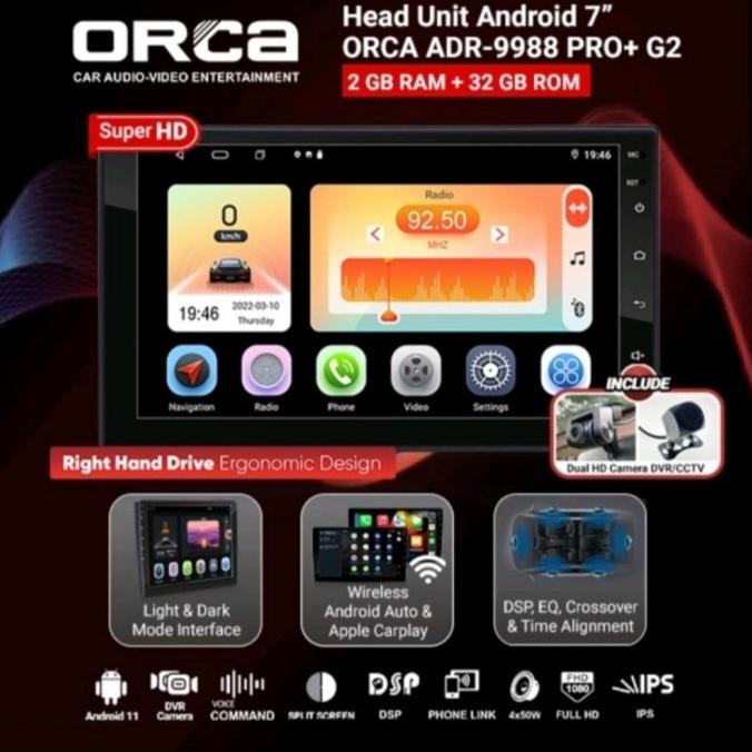 Jual Aksesories Interior Mobil Head Unit Tape Mobil Android Orca Adr Pro Ram Gb Gb