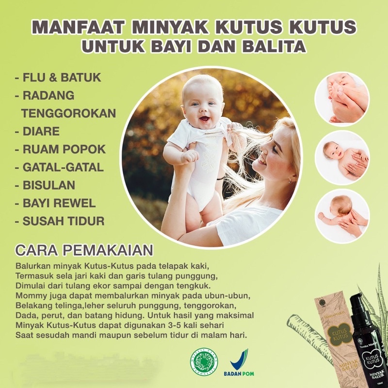 Minyak kutus kutus herbal organic 100ml - minyak balur organik