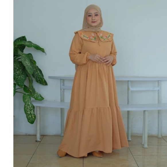 AMARA DRESS BORDIR SUSUN TIGA KEKINIAN DRESS MIDI DRESS