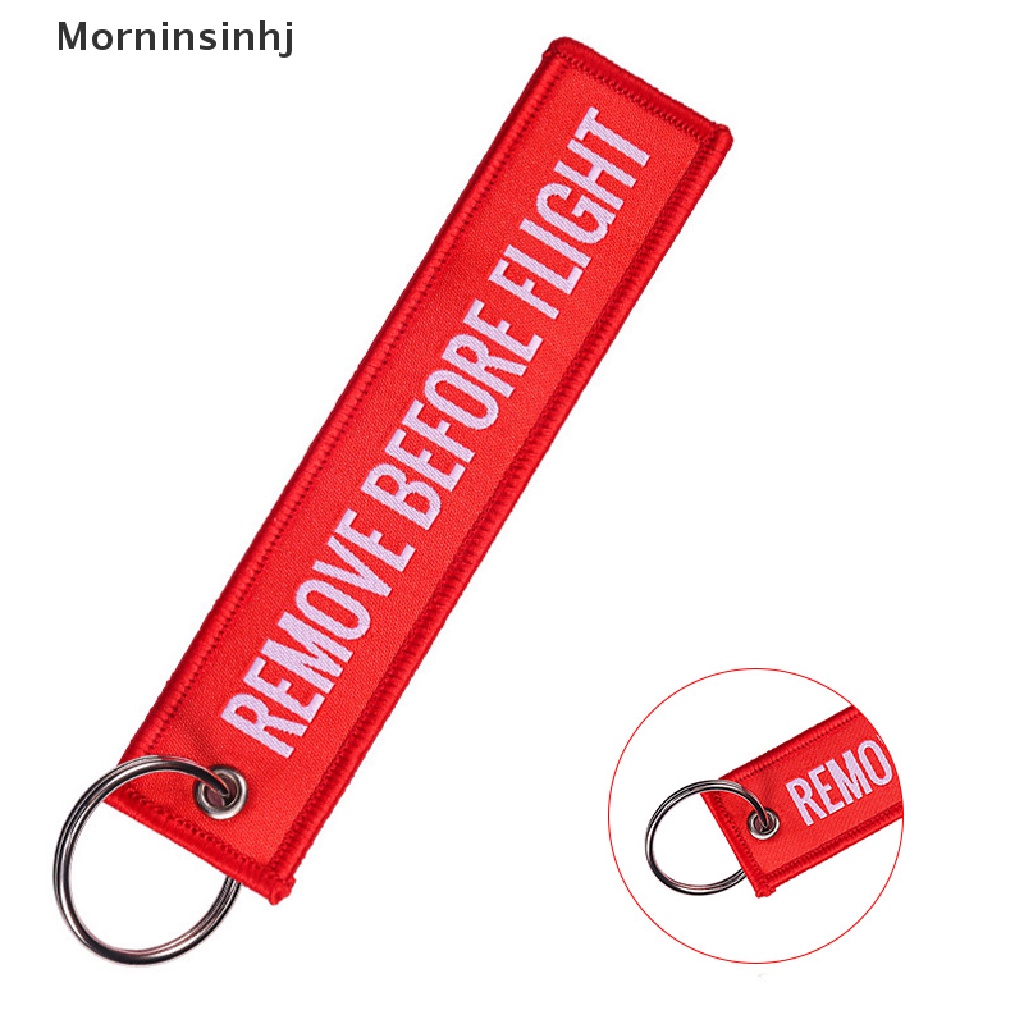 Mornin Remove Before Flight Keychain Keyring Gantungan Kunci Polyester Bordir Pesan13 * 3CM id