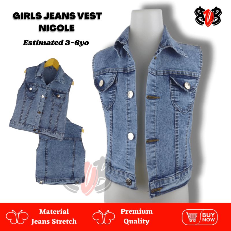BVB NICOLE (3-6th) Rompi Jeans Anak Cewek Jaket Girls Vest Perempuan