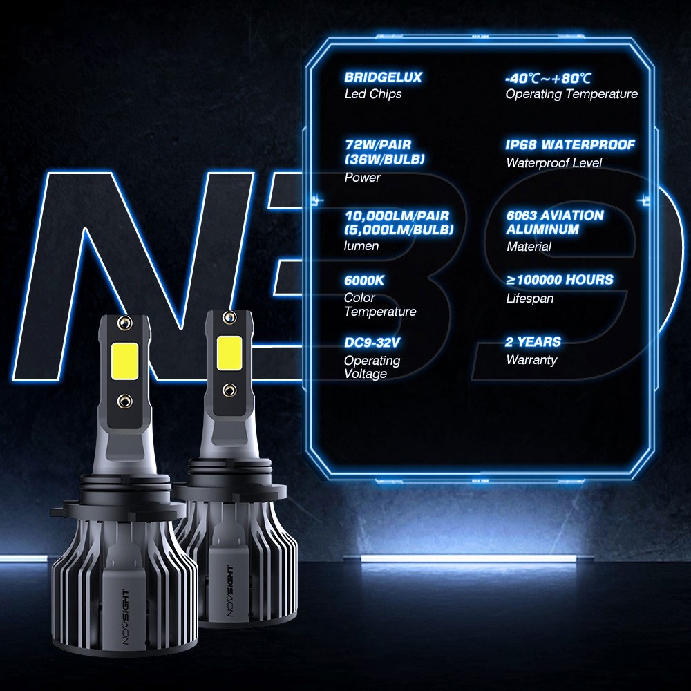 NOVSIGHT N39 Car Led Headlight 2pcs COB Super Bright  H4/H7/H11/9005/H1 10000LM 6000K 72W Car Fog Light 2 Years Warranty