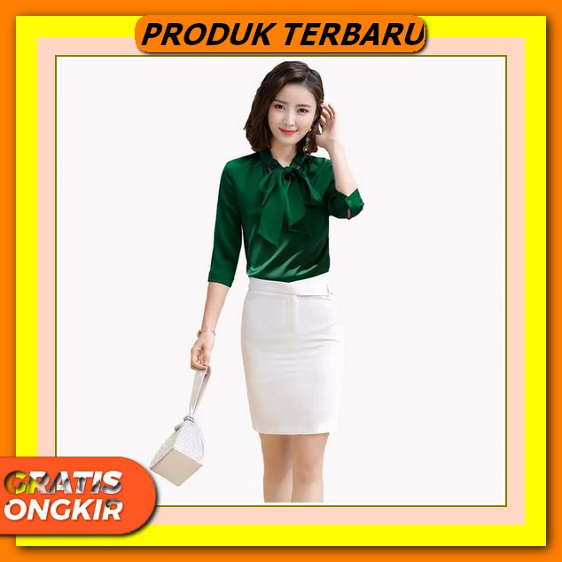 Blouse Bahan Crinkle/Atasan Wanita Lengan Panjang/Kemeja Blouse Putih/Kemeja Polos Wanita/Keiko Blou