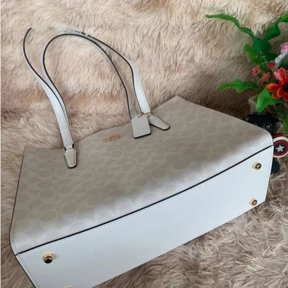 Coach Charlie Carryall White In Signature Canvas