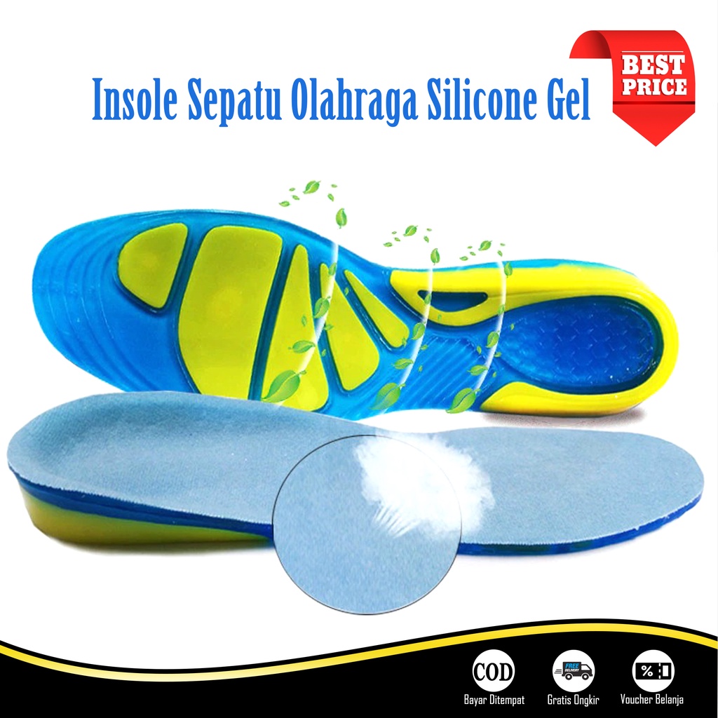 Insole Sepatu Olahraga Silicone Gel Alas Kaki Sepatu Empuk Shock Absorber Orthopedic