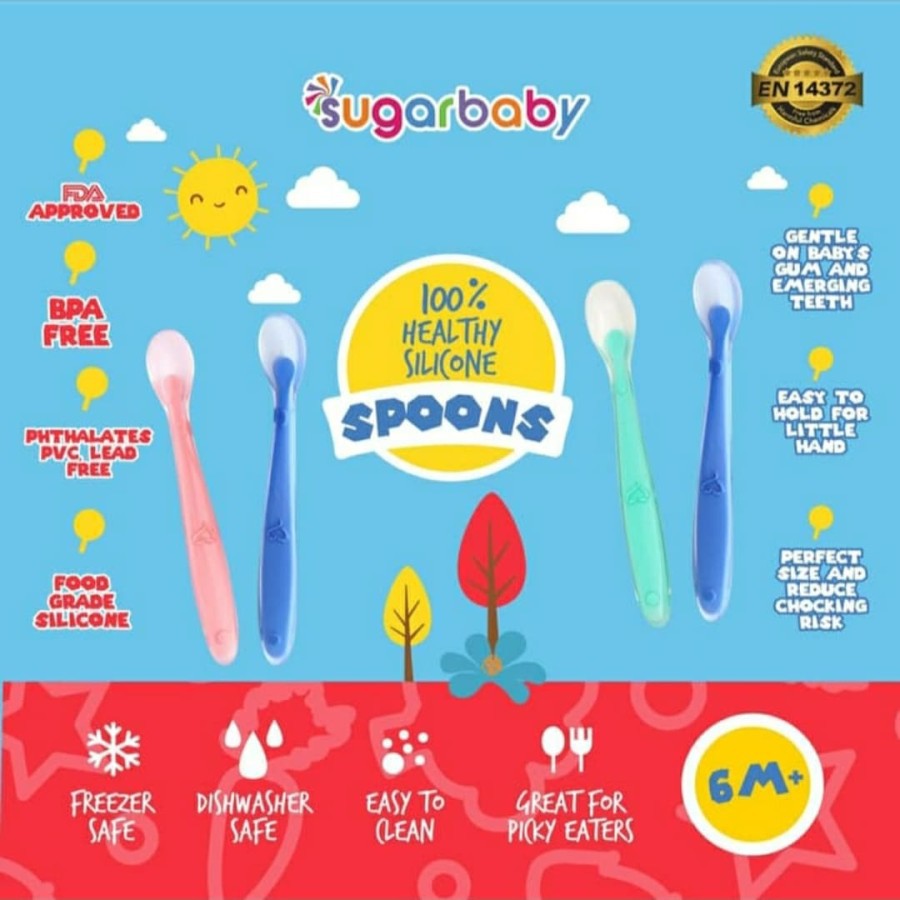 Makassar ! Healthy Silicone Spoon Sugar Baby isi 2 Pcs