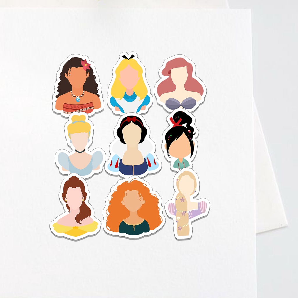 

Sticker Princess Disney Aesthetic Stiker Waterproof (9pcs)