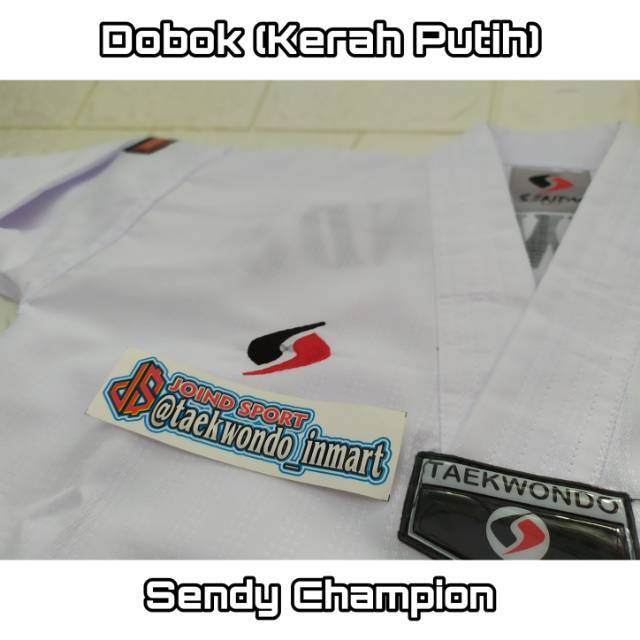 Dobok Taekwondo Kerah Putih Sendy Champion