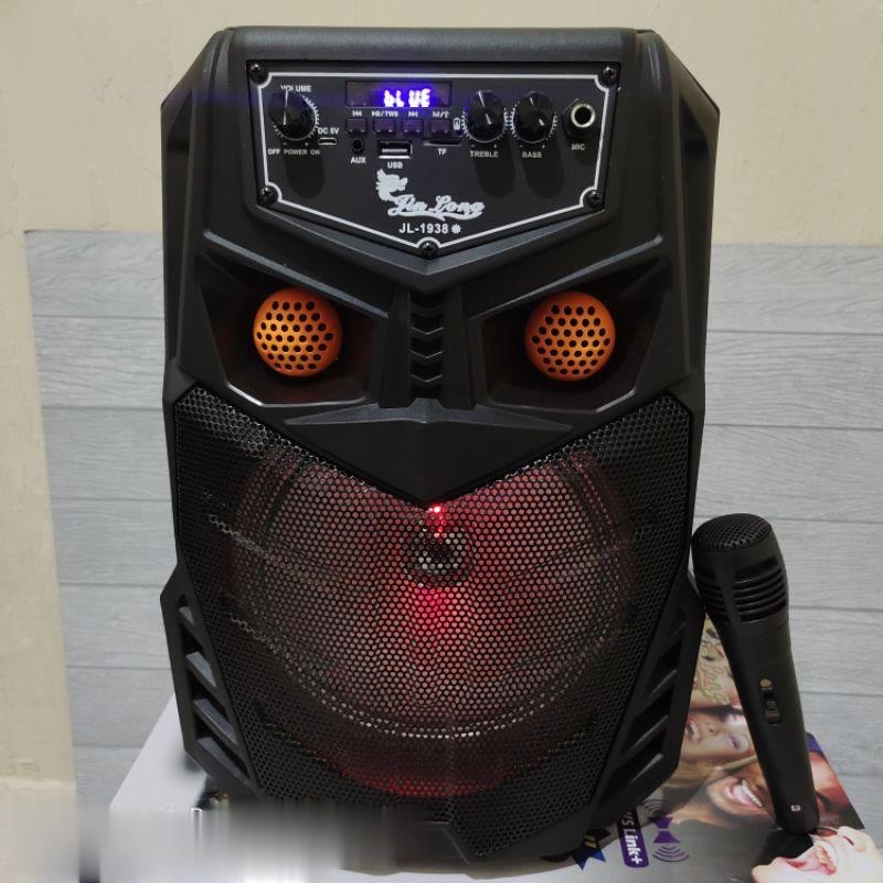 Speaker Bluetooth Karaoke Wireless Jinlong JL-1938 8 Inchi Gratis Microphone Super Bass Salon Aktif