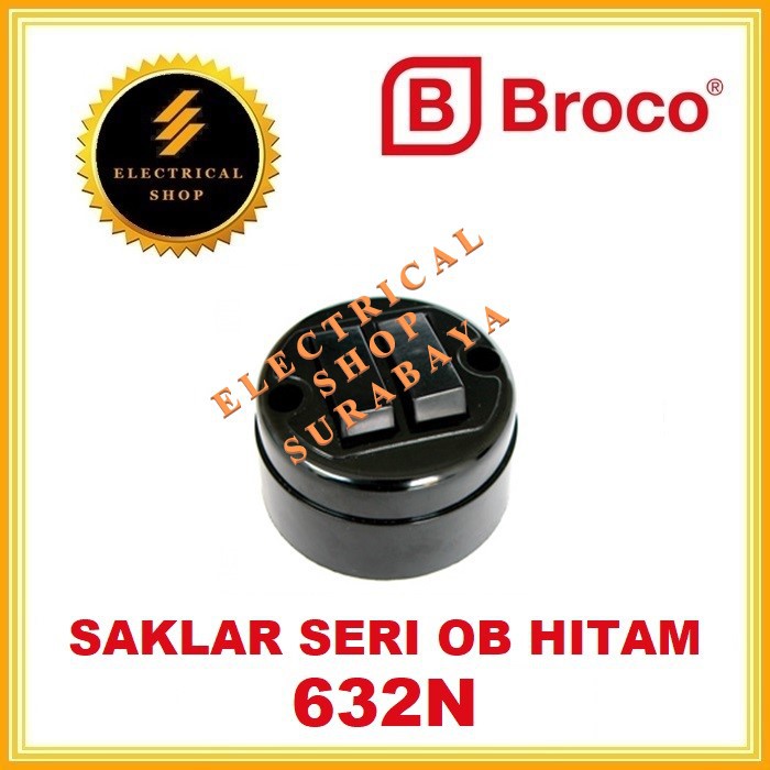 BROCO OB SAKLAR SERI HITAM 632N (TERSEDIA HARGA GROSIR) DOUBLE SWITCH OUTBOW BULAT TEMPEL