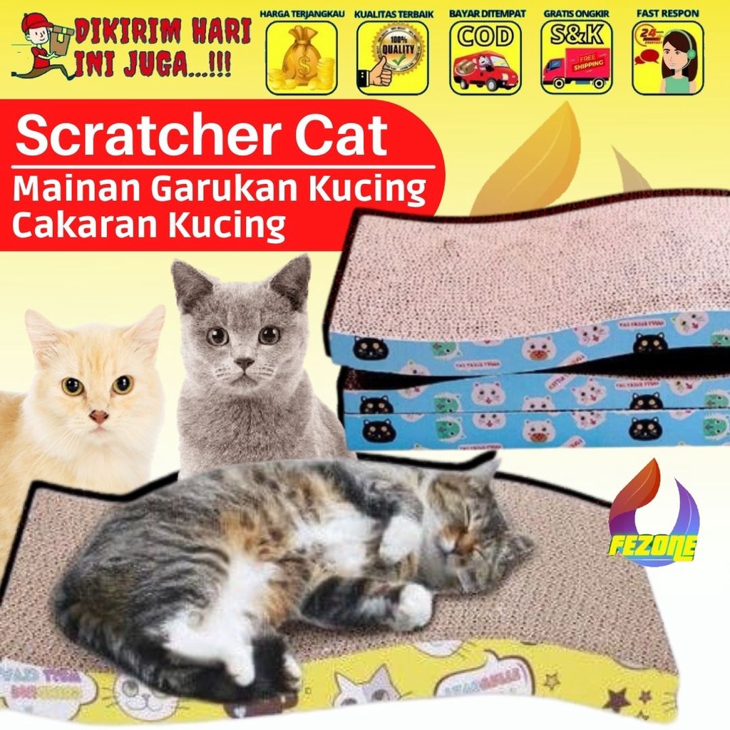 Garukan Kucing Cat Scratcher Board Free Catnip FEZONE