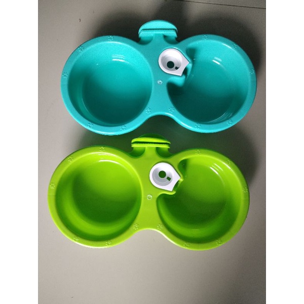 Tempat makan double gantung anjing kucing / tempat makan hewan