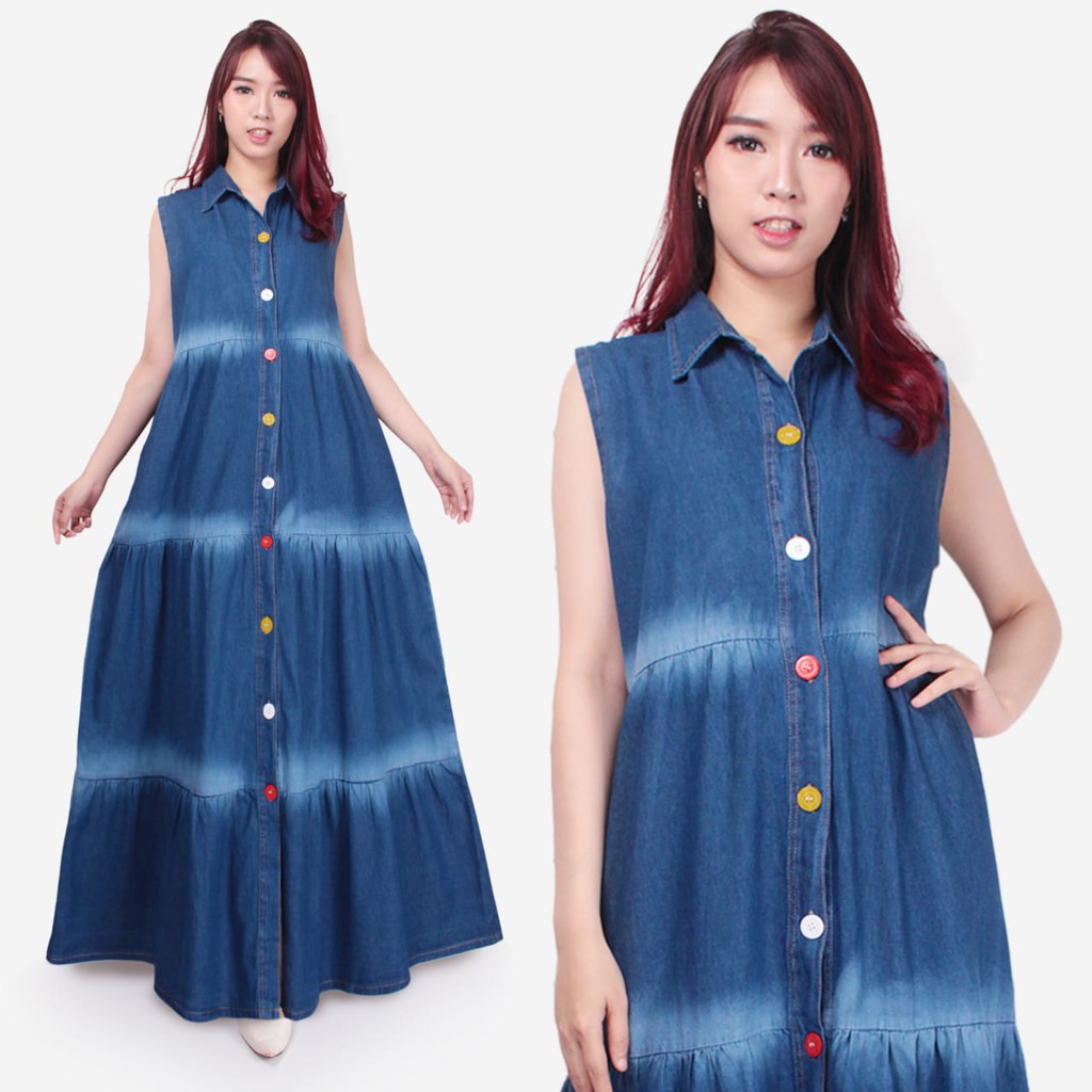 SB Collection Dress Maxi Vesa Longdress Casual Jeans Wanita