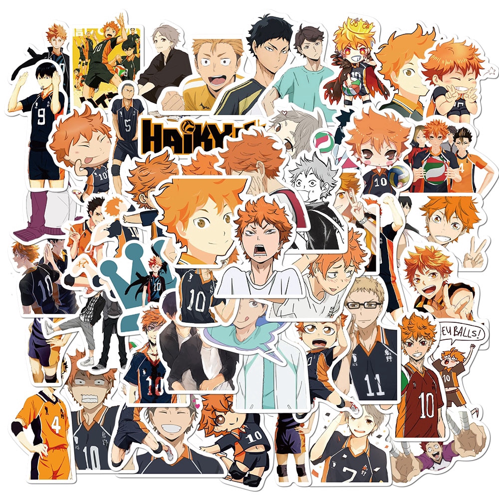 52pcs Pack Hot Japanese Anime Haikyuu!! Stickers For Skateboard Guitar Motorcycle Laptop Girls Waterproof Sticker Toy