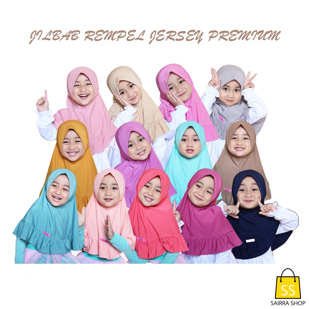 Jilbab Rempel Anak Premium Jersey 2-6 Tahun | Jilbab Anak Perempuan | Bayi Perempuan- Jilnan Anak Pe