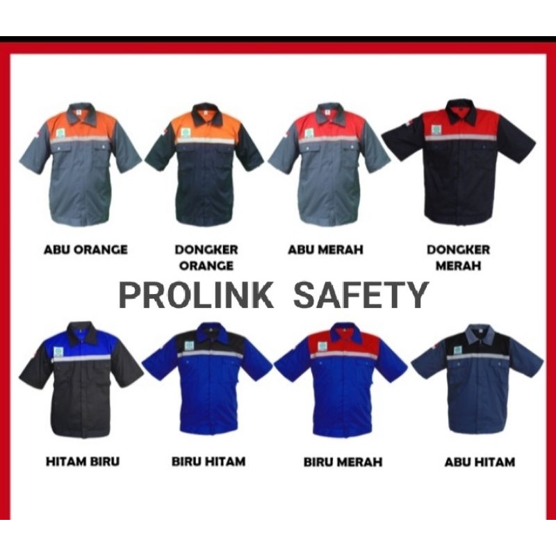 SERAGAM SAFETY LENGAN PENDEK 8 WARNA KOMBINASI RESLETING