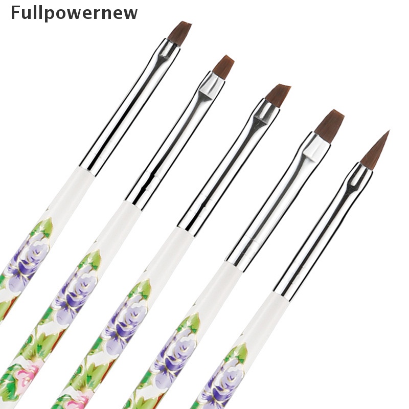 [FULL] 5Pcs Brush Carving Flat Builder Clean Up Pen UV Gel Extension Nail Art Tips Set